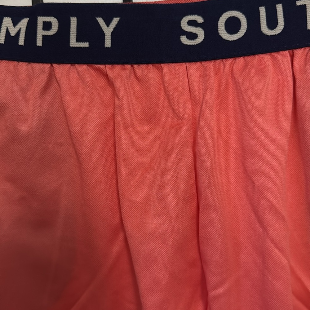 Simply Southern Cheer Shorts Logo Taping Coral w/Seashell  Print Pockets Size XL - Picture 5 of 8